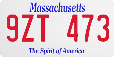 MA license plate 9ZT473
