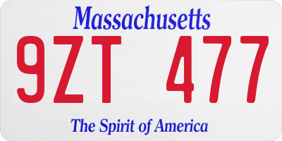 MA license plate 9ZT477