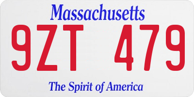 MA license plate 9ZT479