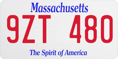 MA license plate 9ZT480