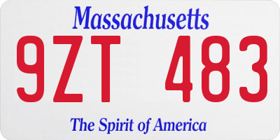 MA license plate 9ZT483