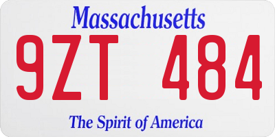 MA license plate 9ZT484