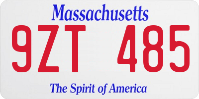 MA license plate 9ZT485