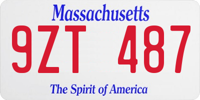 MA license plate 9ZT487