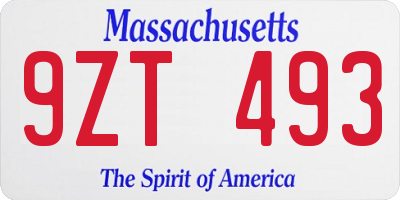 MA license plate 9ZT493