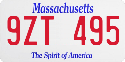 MA license plate 9ZT495