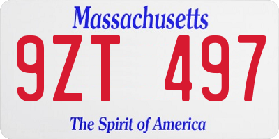 MA license plate 9ZT497