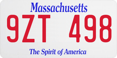 MA license plate 9ZT498