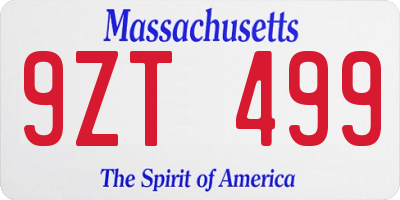 MA license plate 9ZT499