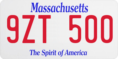 MA license plate 9ZT500
