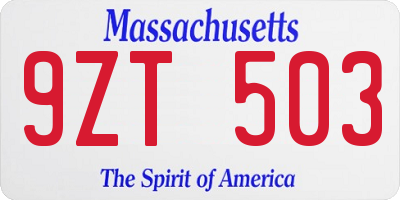 MA license plate 9ZT503