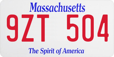 MA license plate 9ZT504