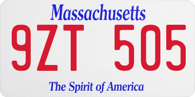 MA license plate 9ZT505