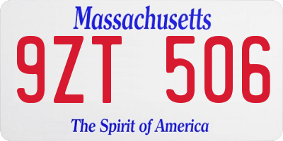 MA license plate 9ZT506