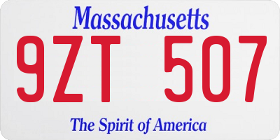 MA license plate 9ZT507