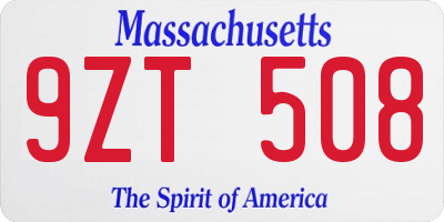 MA license plate 9ZT508