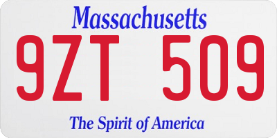 MA license plate 9ZT509