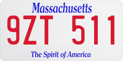 MA license plate 9ZT511