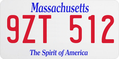 MA license plate 9ZT512