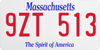 MA license plate 9ZT513