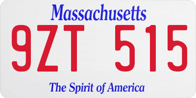 MA license plate 9ZT515