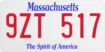MA license plate 9ZT517