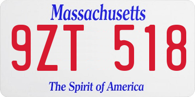 MA license plate 9ZT518