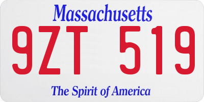 MA license plate 9ZT519