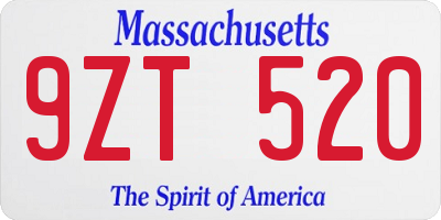 MA license plate 9ZT520