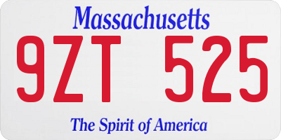 MA license plate 9ZT525