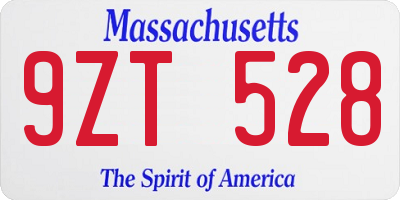 MA license plate 9ZT528