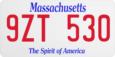 MA license plate 9ZT530