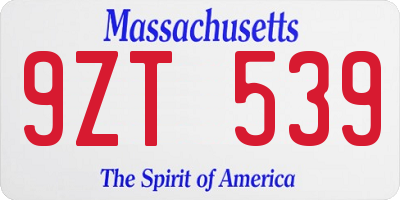 MA license plate 9ZT539