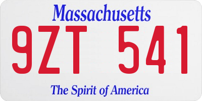 MA license plate 9ZT541