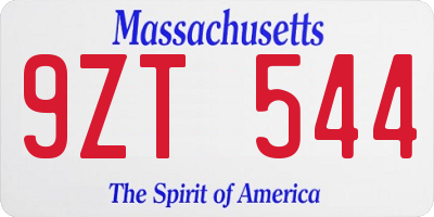 MA license plate 9ZT544