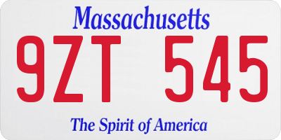 MA license plate 9ZT545