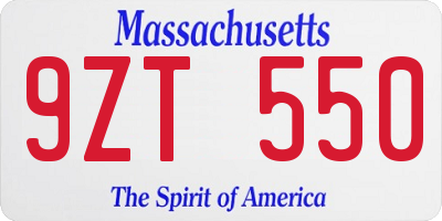 MA license plate 9ZT550