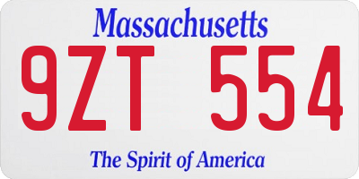 MA license plate 9ZT554