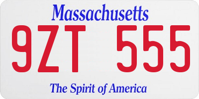 MA license plate 9ZT555