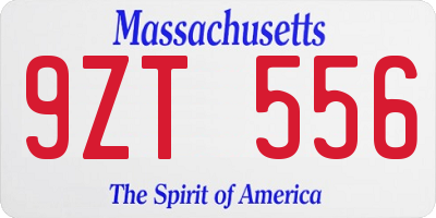 MA license plate 9ZT556