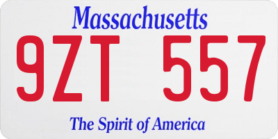 MA license plate 9ZT557