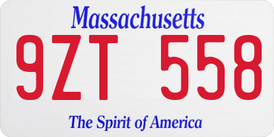 MA license plate 9ZT558