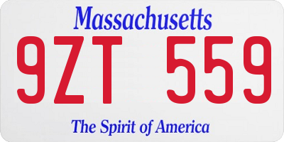MA license plate 9ZT559