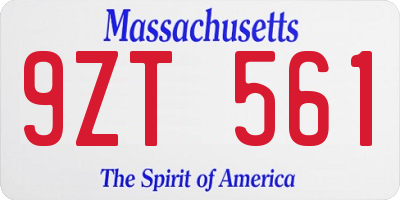 MA license plate 9ZT561