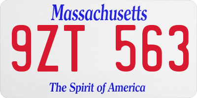 MA license plate 9ZT563