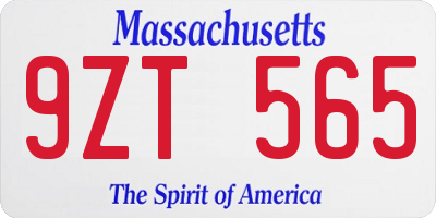MA license plate 9ZT565