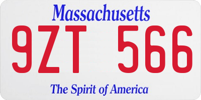 MA license plate 9ZT566