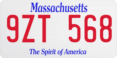 MA license plate 9ZT568
