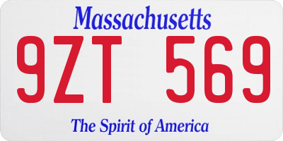 MA license plate 9ZT569