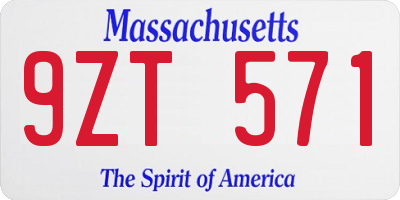 MA license plate 9ZT571